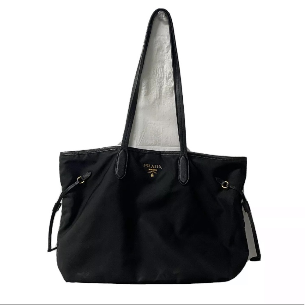PRADA large black tessuto nylon tote handbag